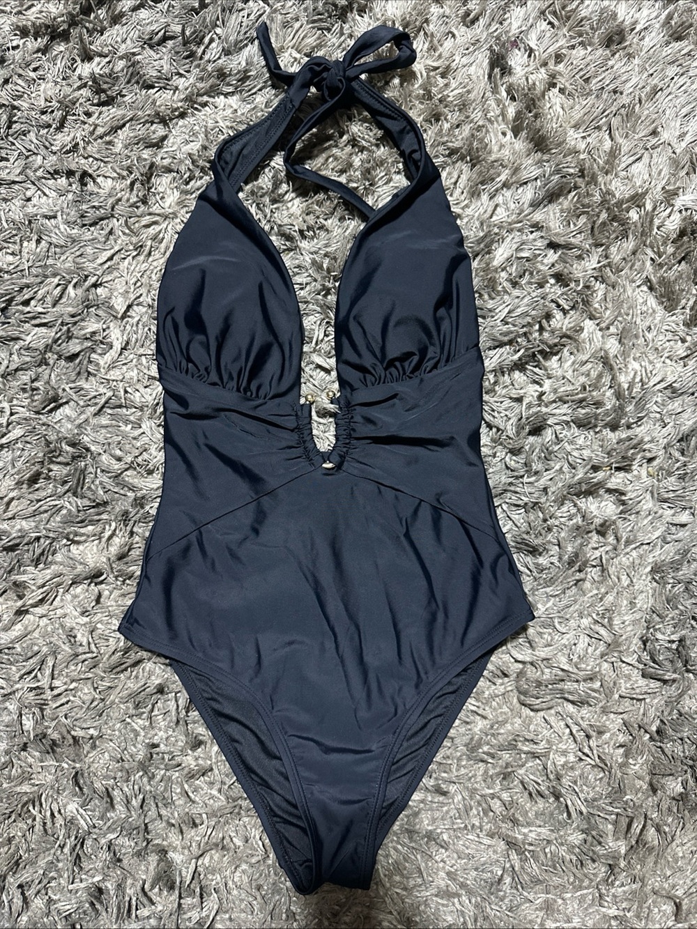 Classic Black One-Piece Halter Swimsuit <<339>>>